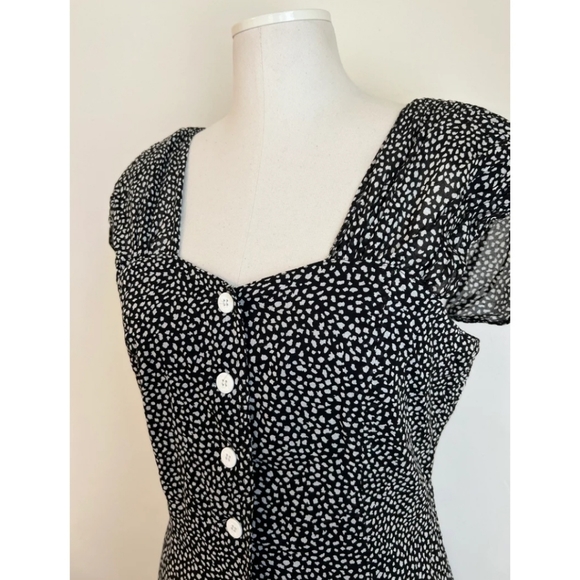 French Black White Ruffle Dress - Picture 2 of 7